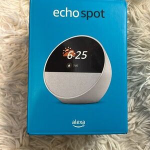 Amazon Echo Spot, Smart Alarm Clock w/ Vibrant Sound & Alexa (2024 Release)